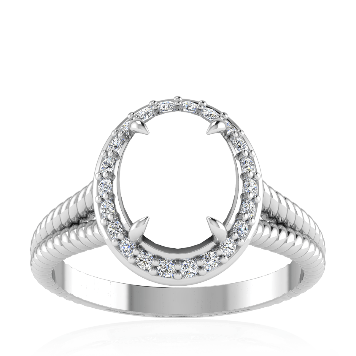 Split Serpent Halo Natural Diamond Ring (Oval)