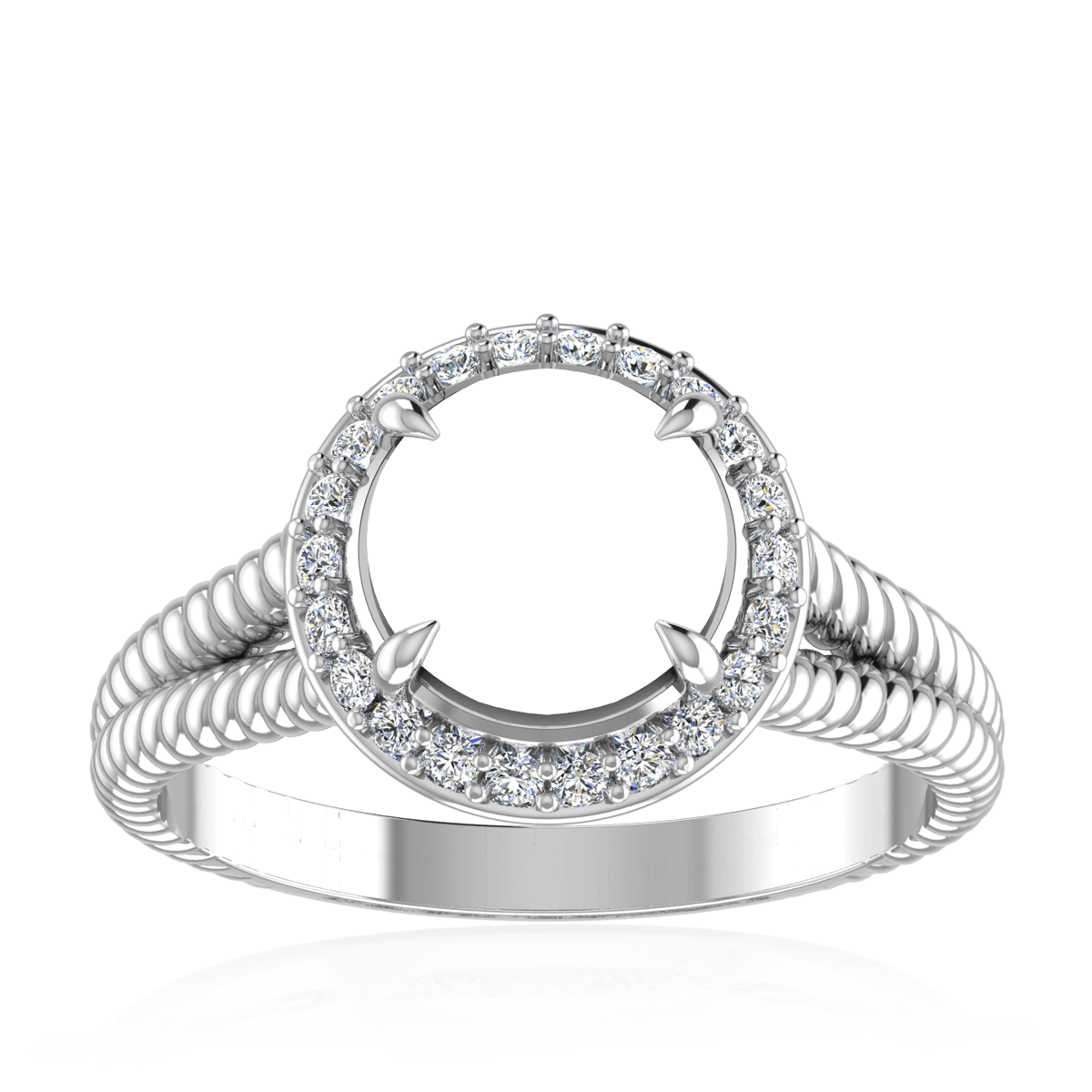 Split Serpent Halo Natural Diamond Ring (Round)