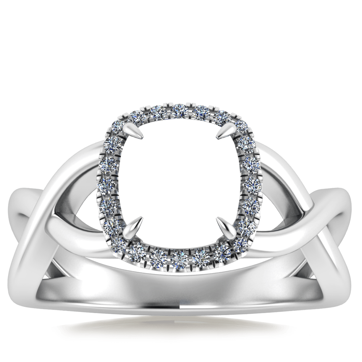 Halo Vined Natural Diamond Ring (Cushion_L)