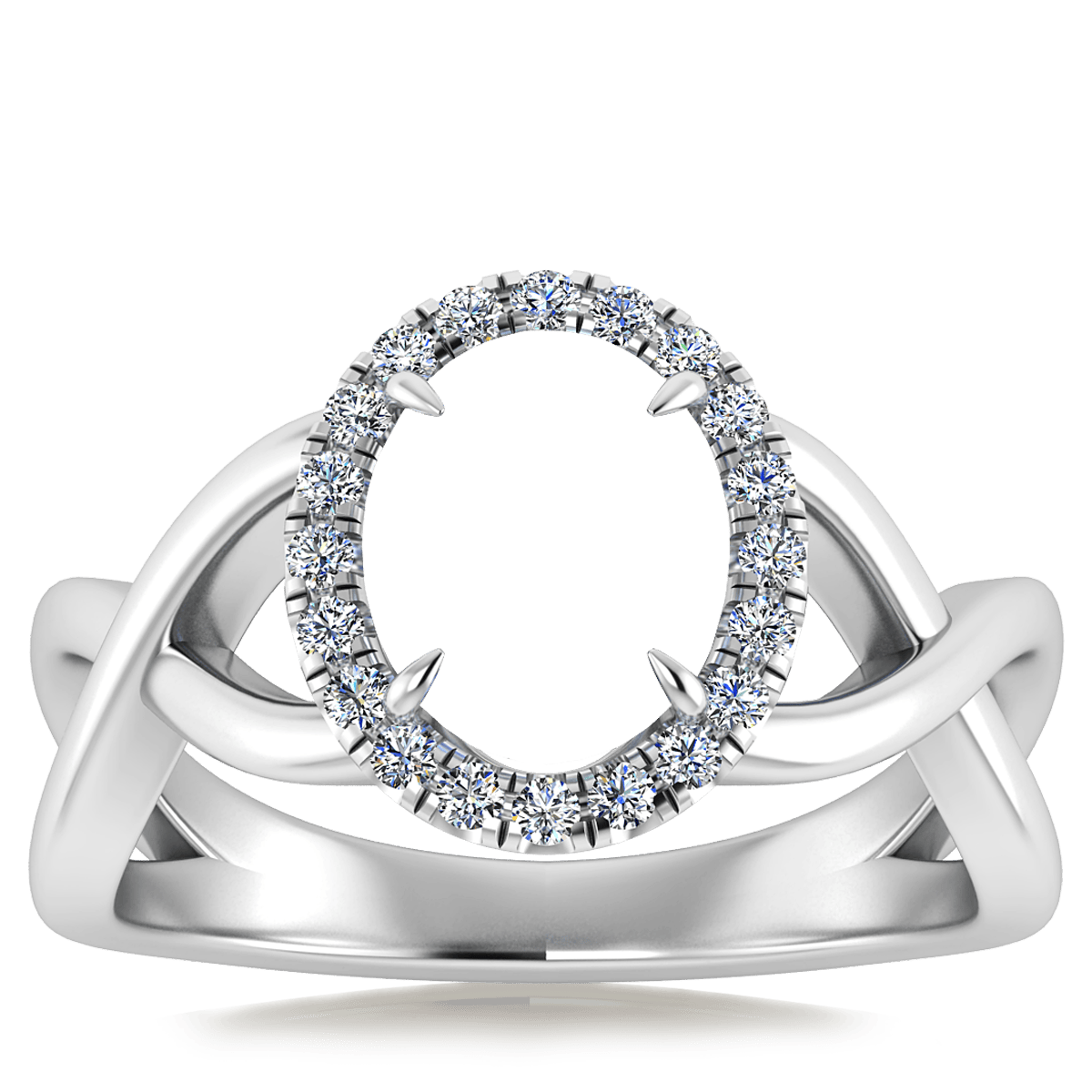 Halo Vined Natural Diamond Ring (Oval)