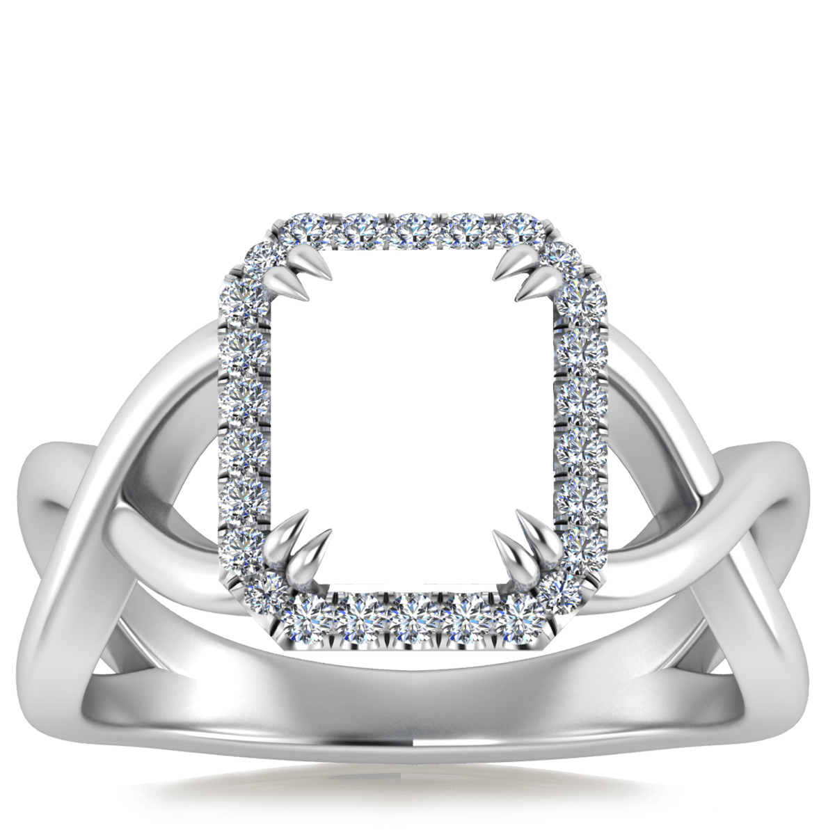Halo Vined Natural Diamond Ring (Rectangular)
