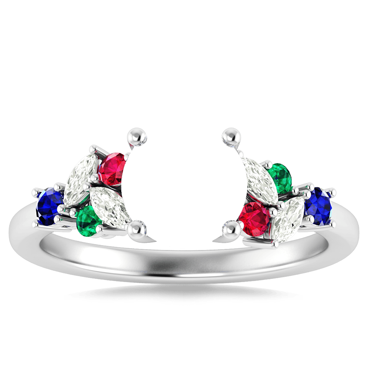 Modern Tri Color Gems & Diamond Ring (Round)