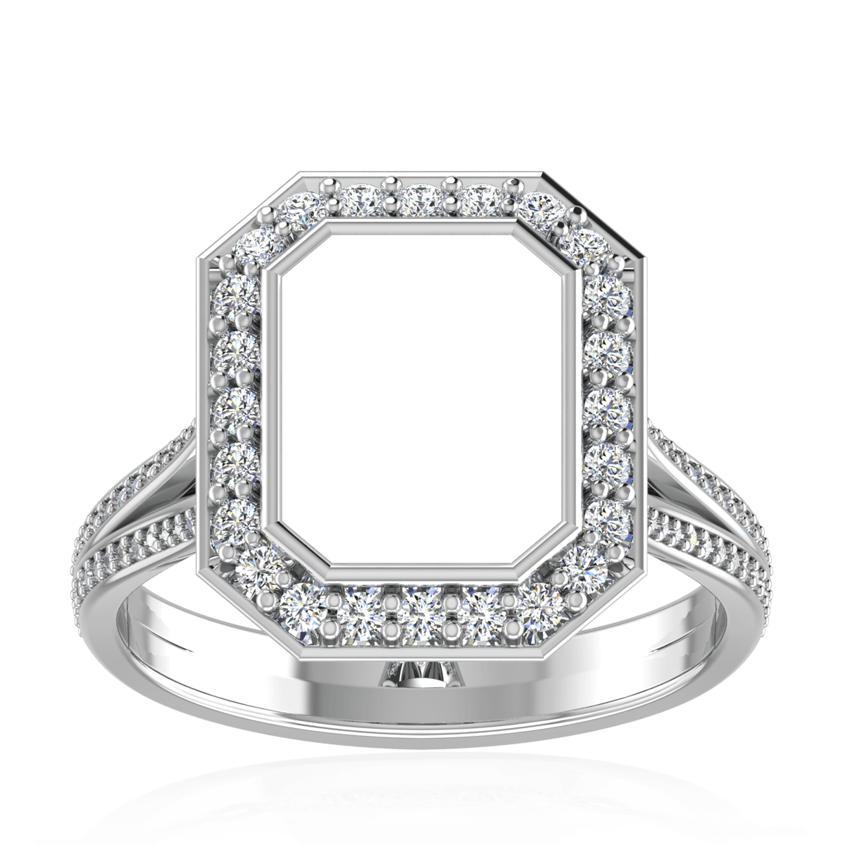 Luxury Halo Crown Diamond Ring (Rectangular)