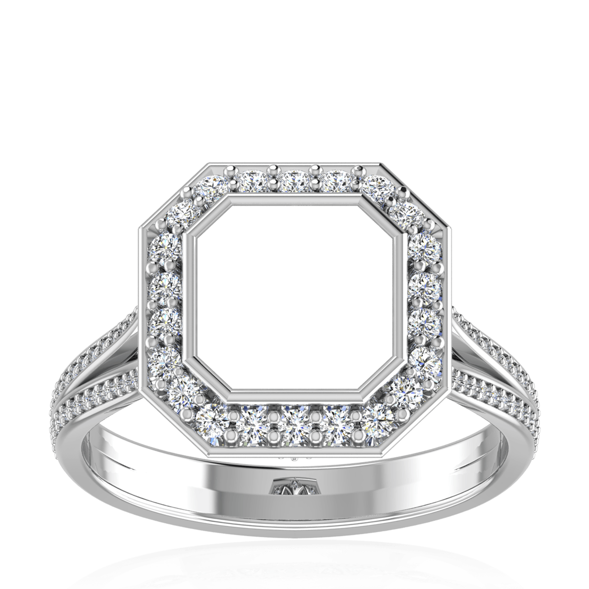 Luxury Halo Crown Diamond Ring (Square)
