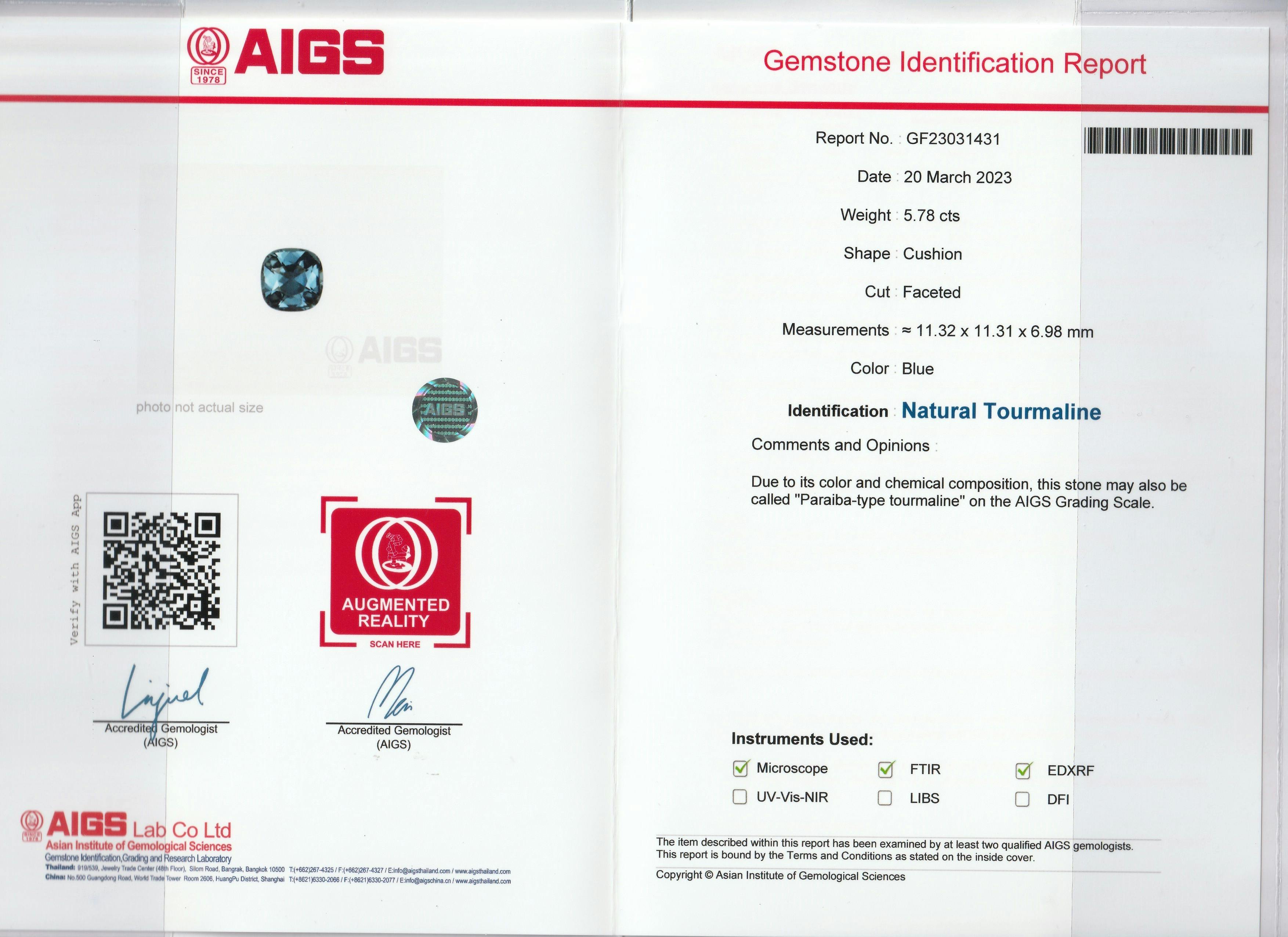 Blue Paraiba Tourmaline 5.78ct - 11mm (PA1477)