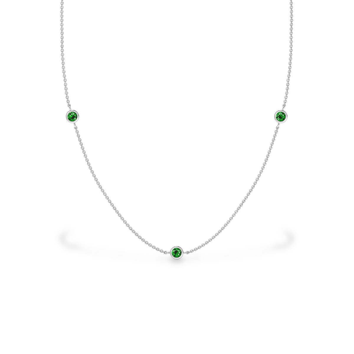 Three Stone Bezel Strand Necklace