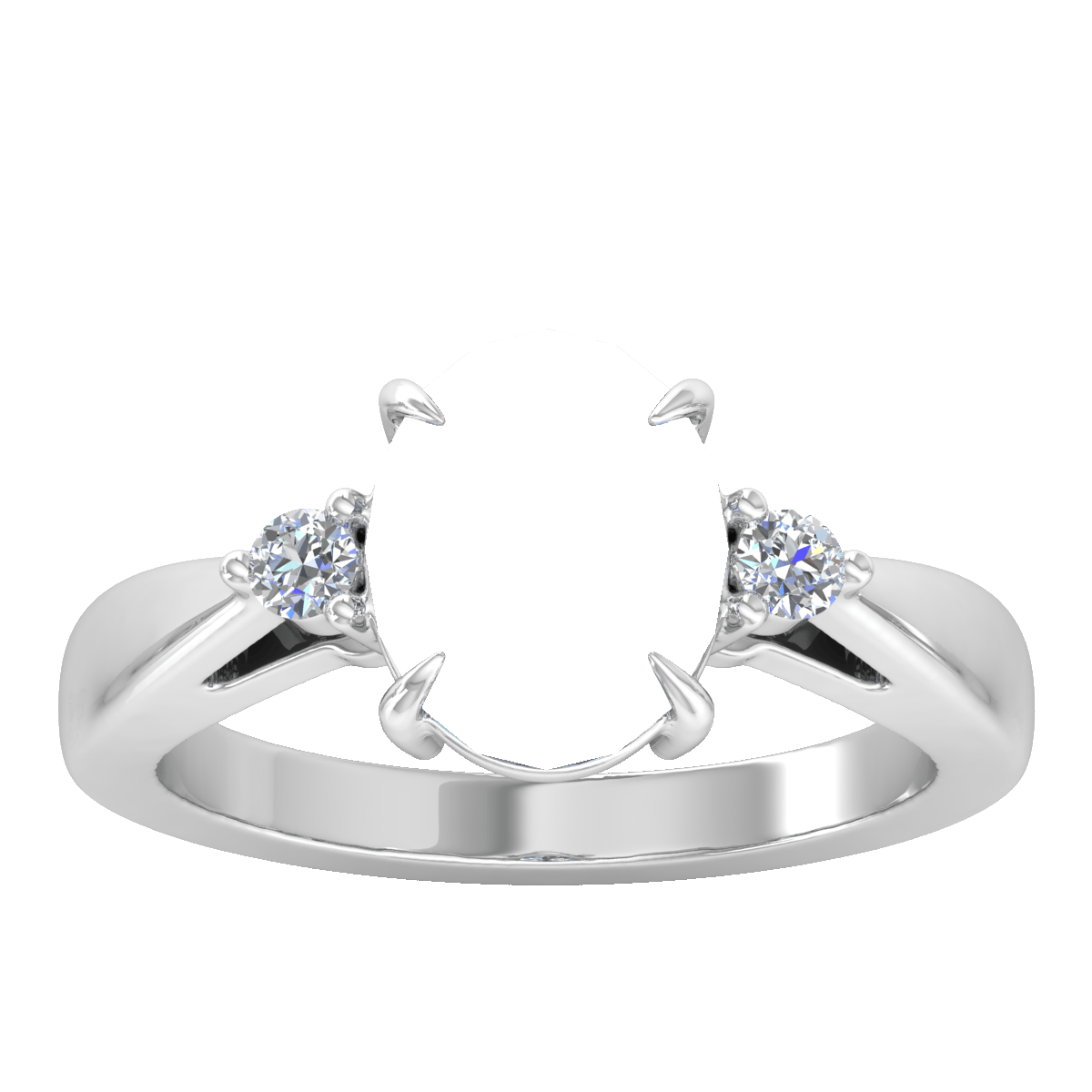 Simple Three Stone Natural Diamond Ring (Oval)
