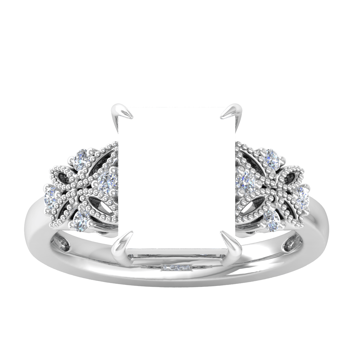 Dual Butterfly Natural Diamond Ring (Square)