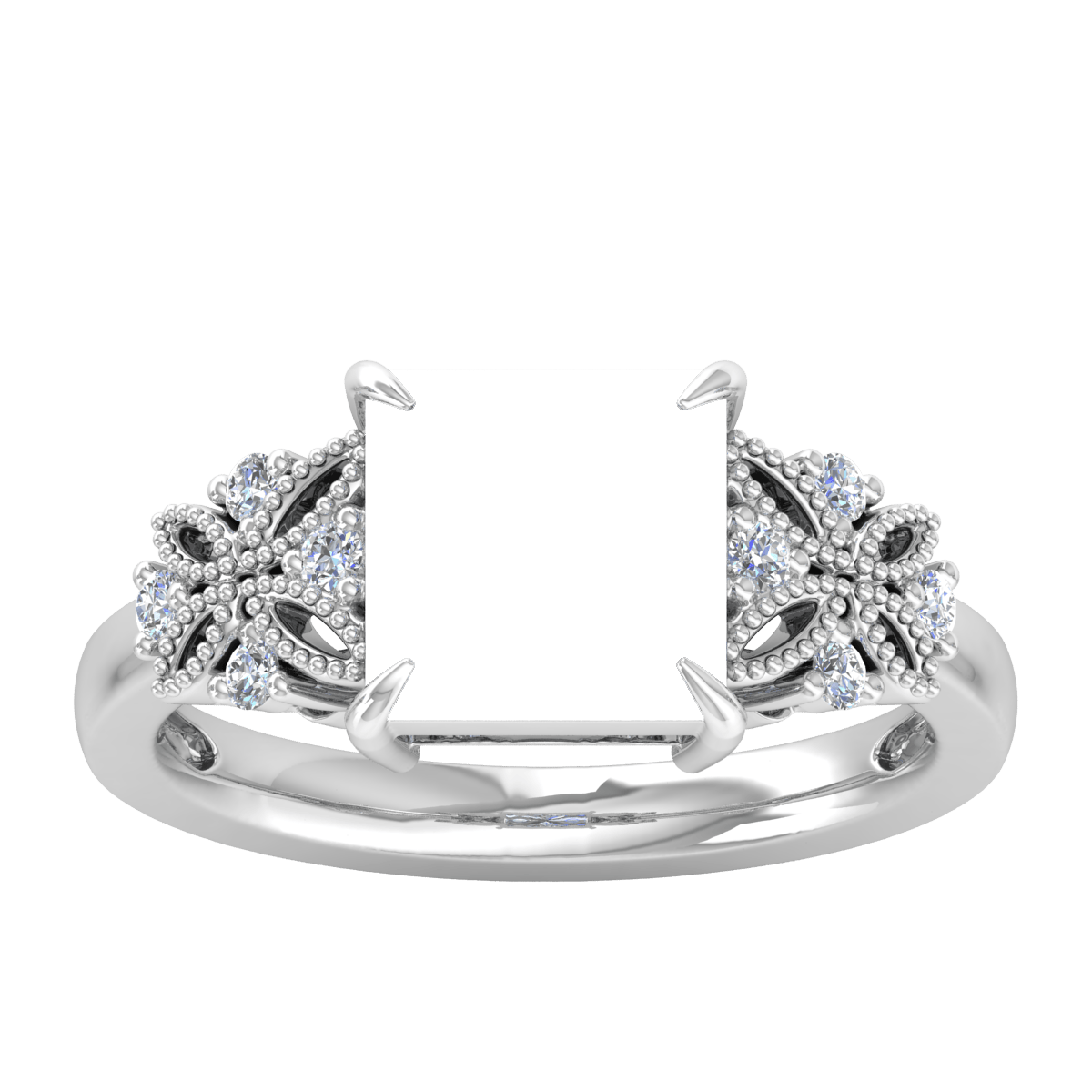 Dual Butterfly Natural Diamond Ring (Square)