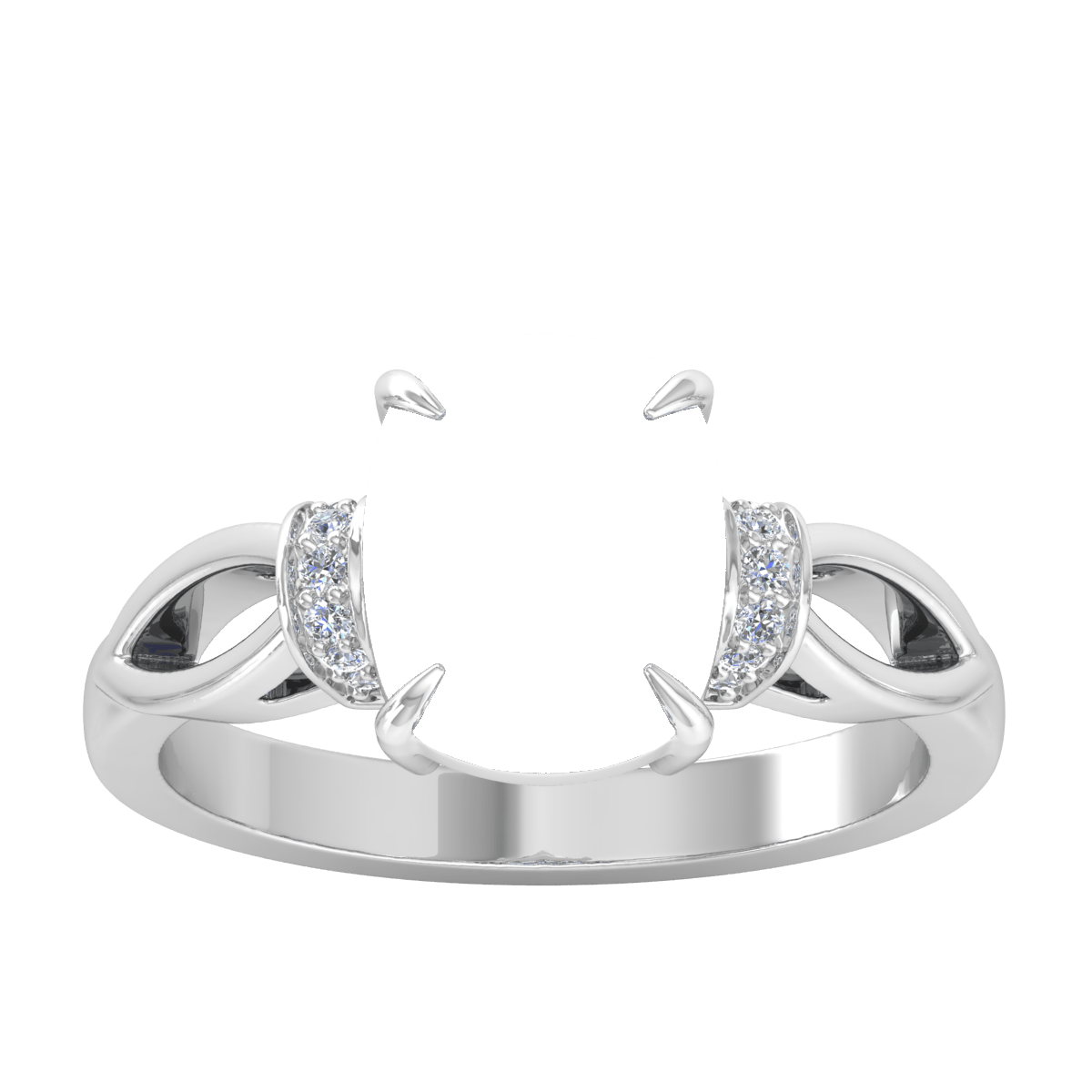 Twisted Dual Knot Natural Diamong Ring (Cushion_L)