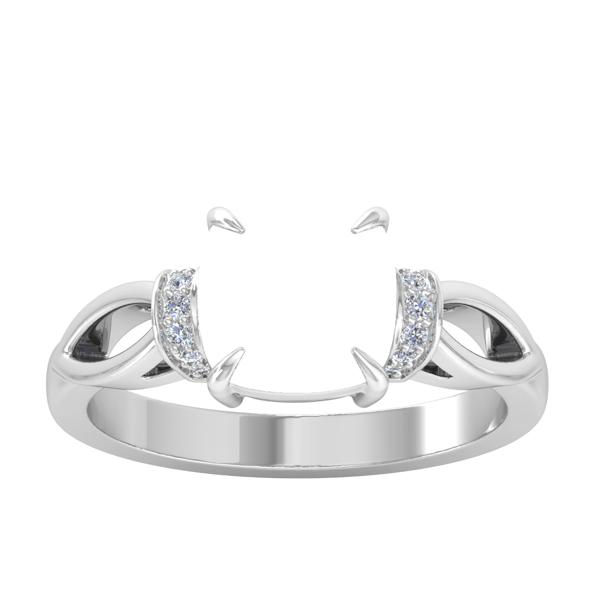 Twisted Dual Knot Natural Diamond Ring (Cushion)