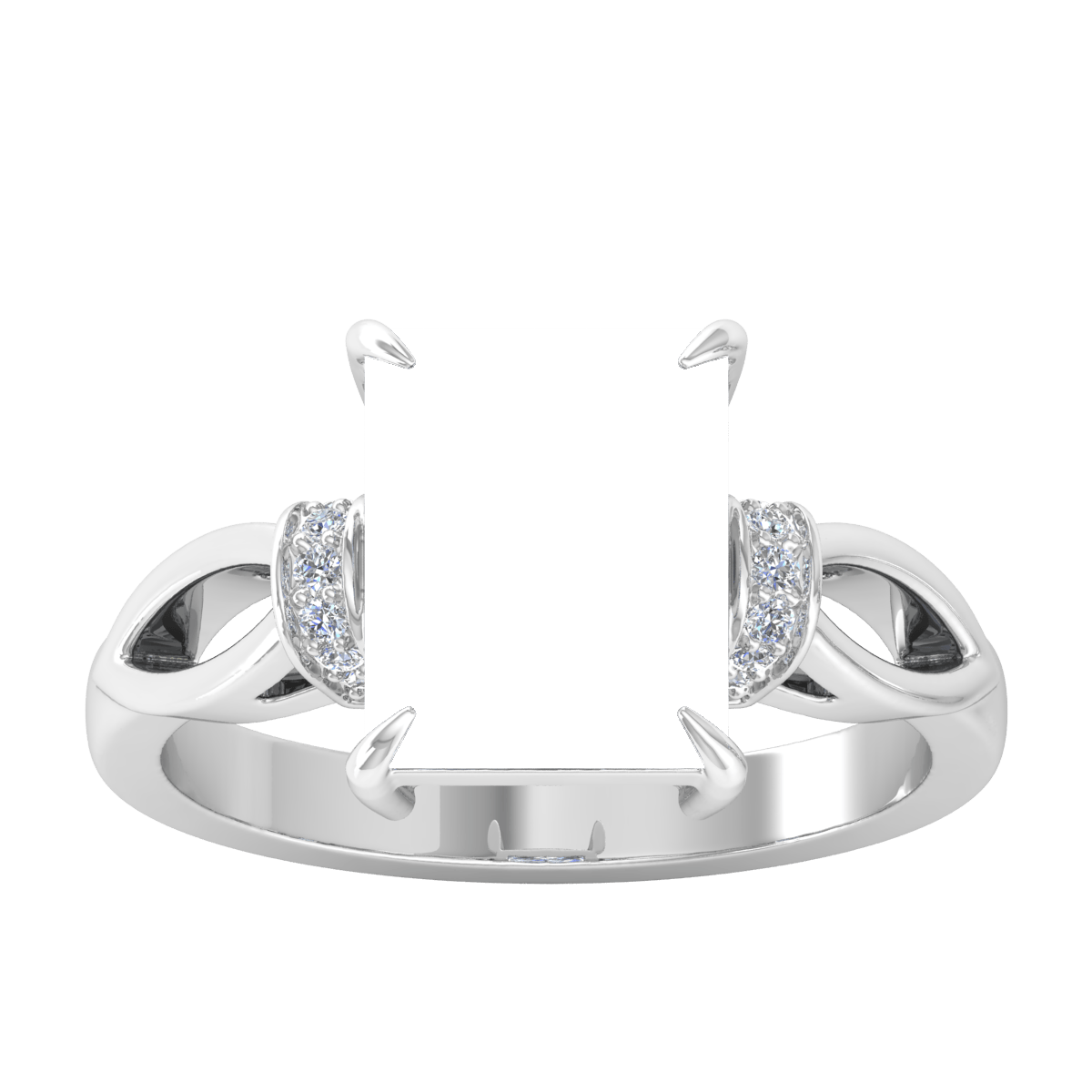 Twisted Dual Knot Natural Diamond Ring (Rectangular)