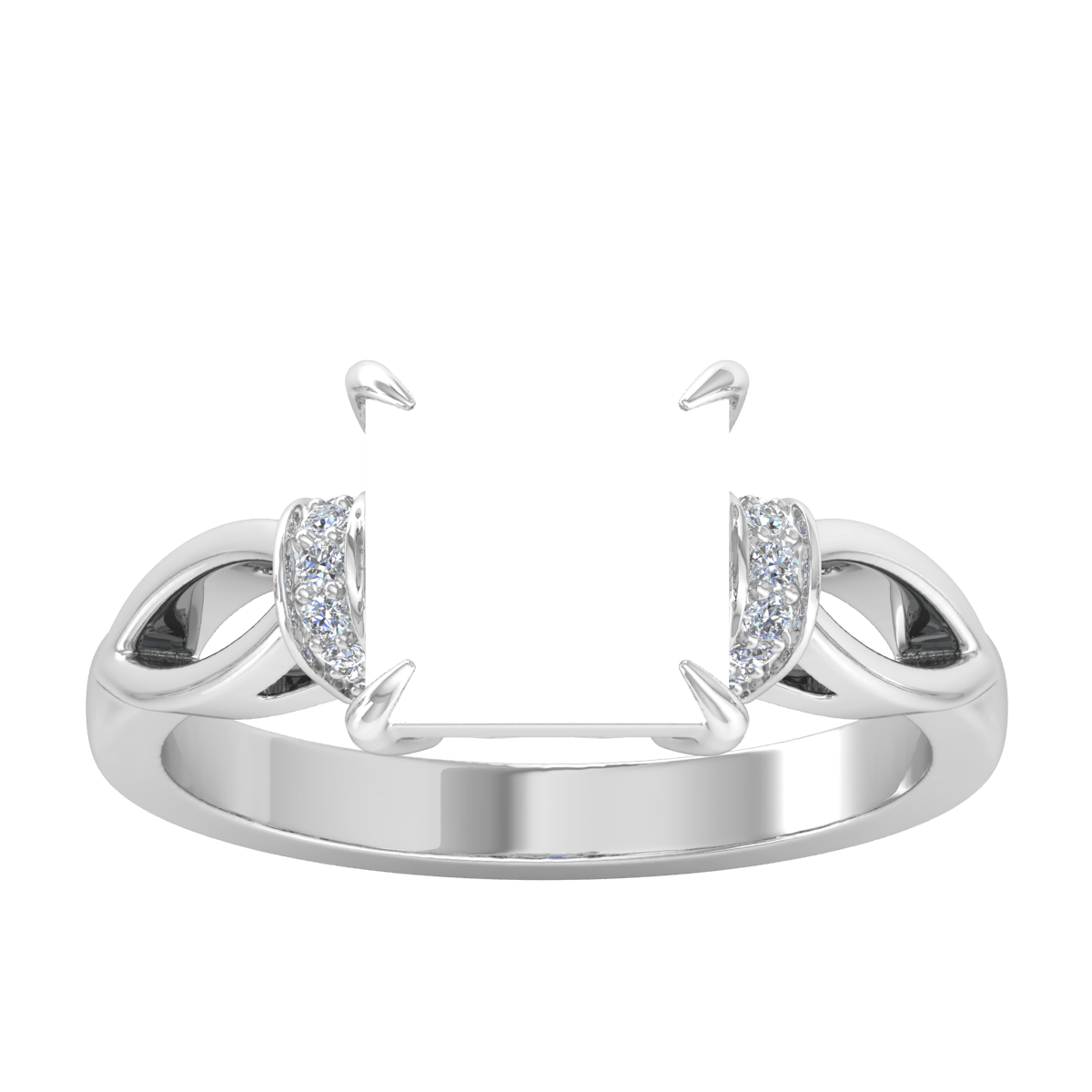 Twisted Dual Knot Natural Diamond Ring (Square)