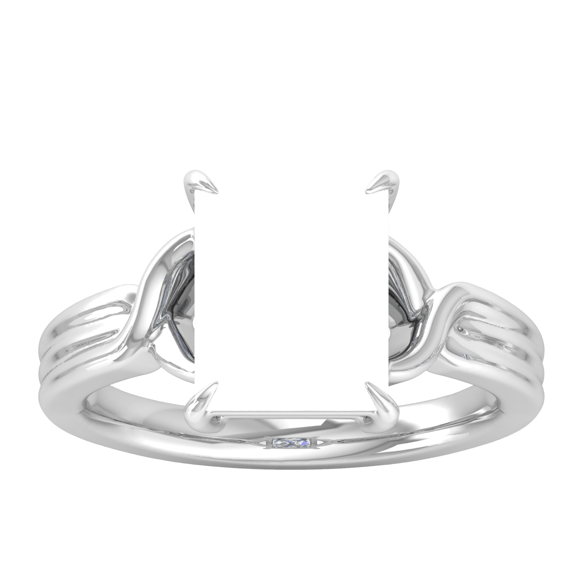 Intertwined Tri Line Gold Ring (Rectangular)