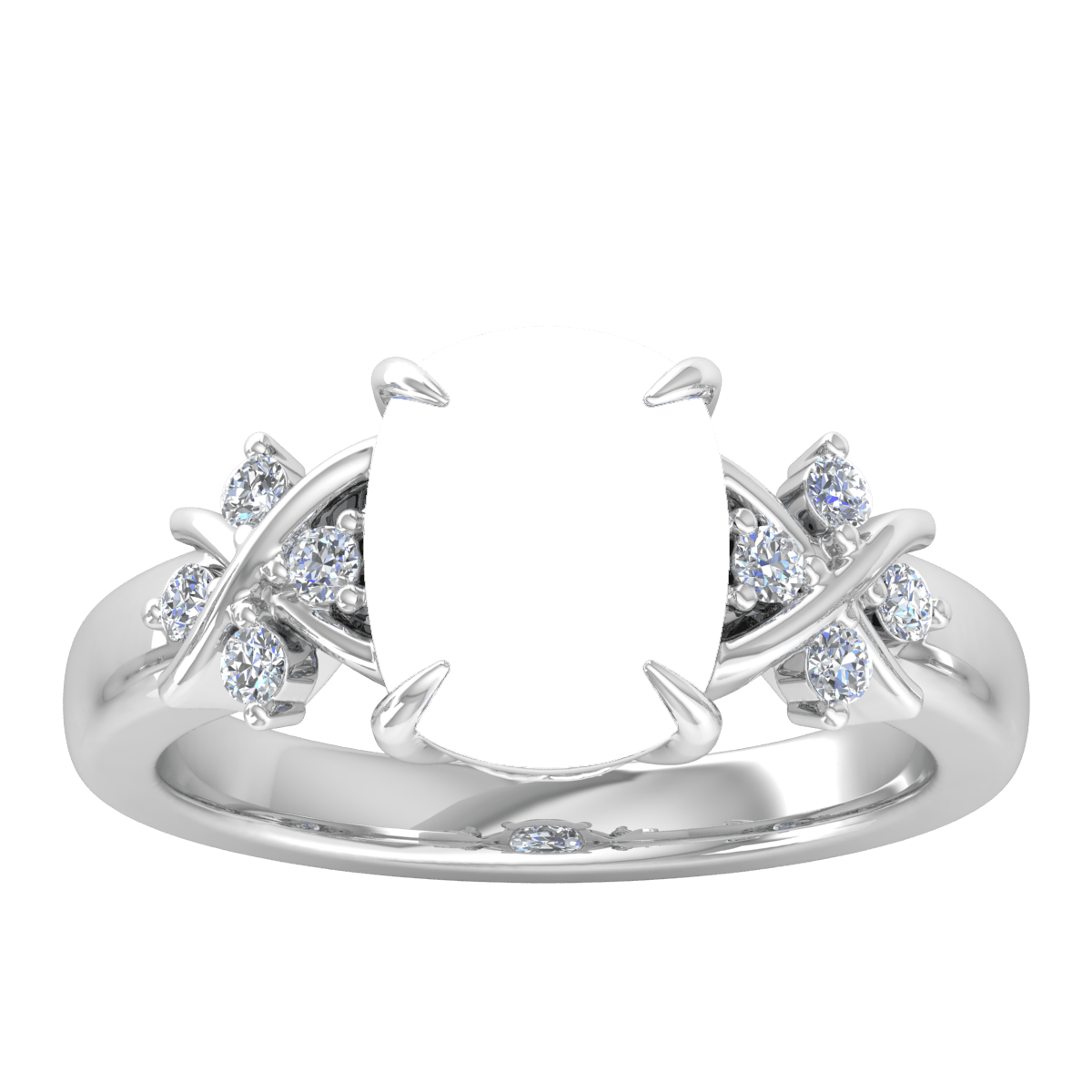 Entangled Cross Diamond Ring (Cushion_L)