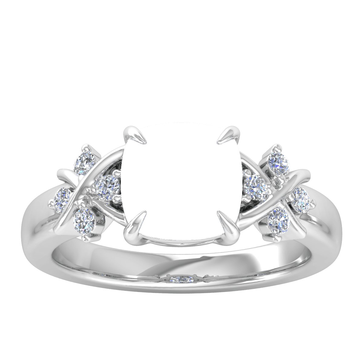 Entangled Cross Diamond Ring (Cushion)