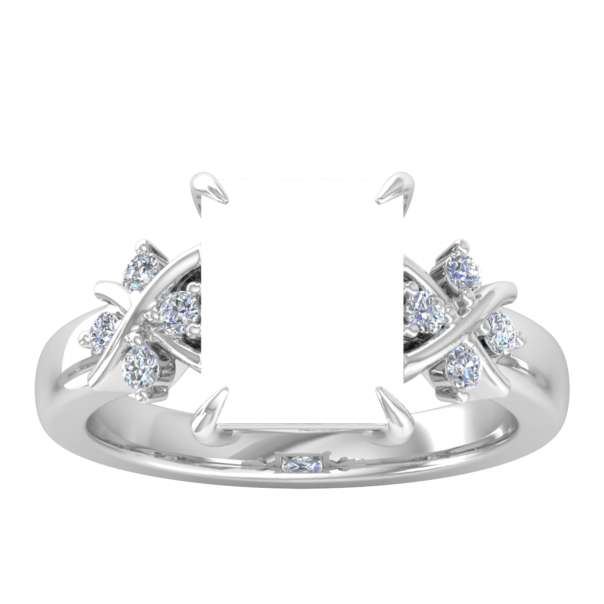 Entangled Cross Diamond Ring (Rectangular)