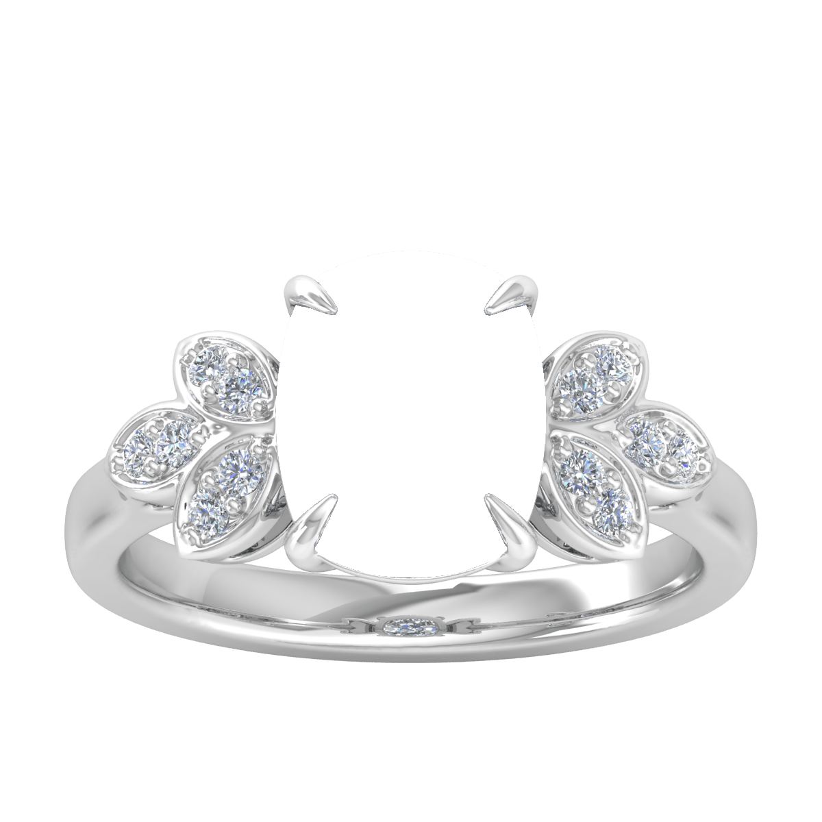 Tri Leaf Nature Diamond Ring (Cushion_L)