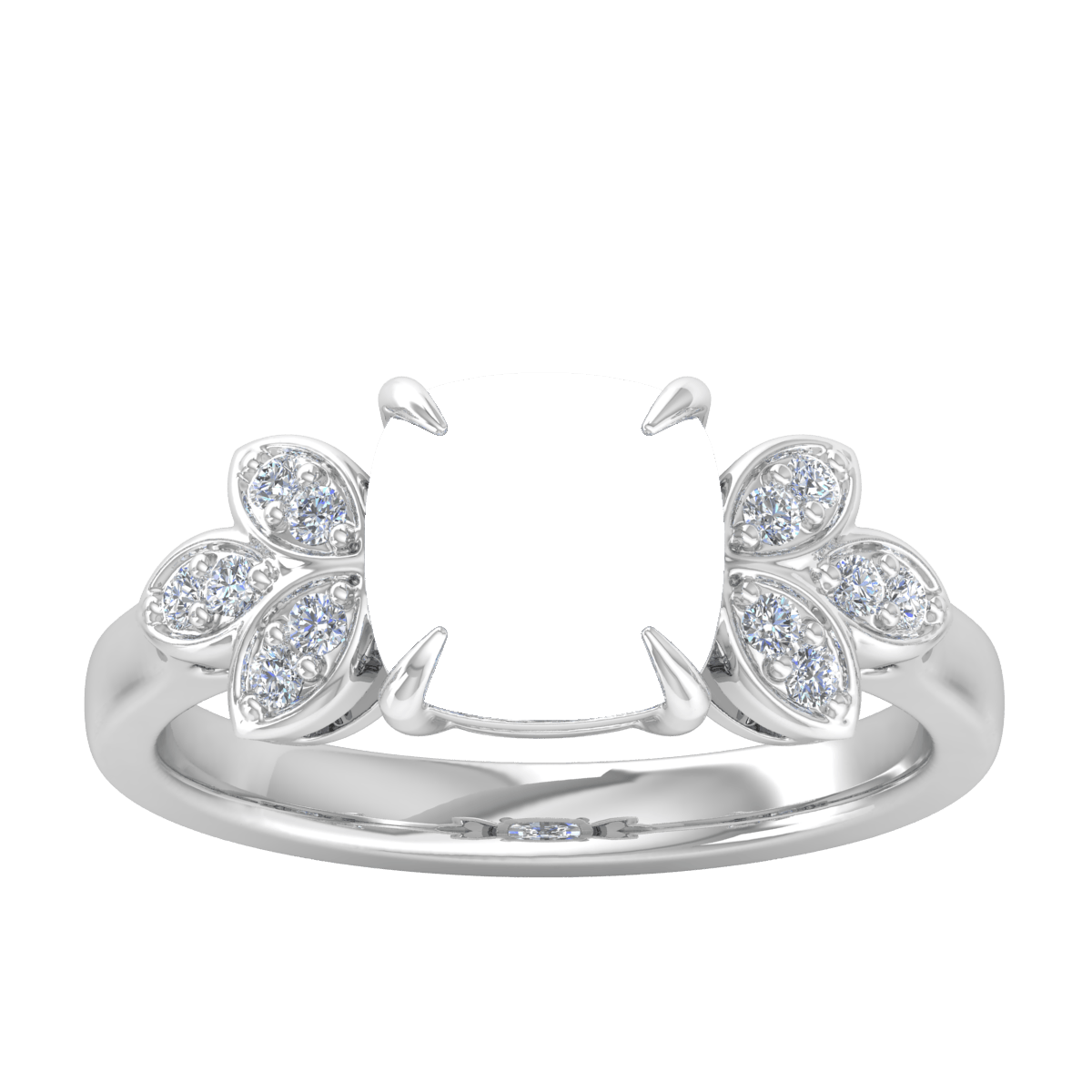 Tri Leaf Nature Diamond Ring (Cushion)
