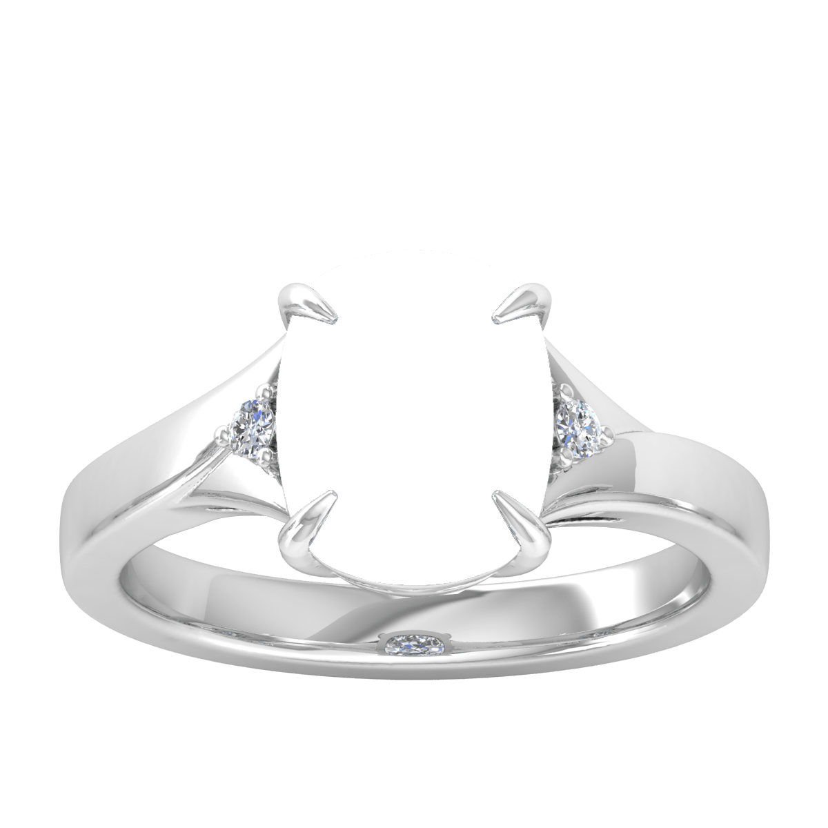 Minimal Three Stone Diamond Ring (Cushion_L) STARLANKA