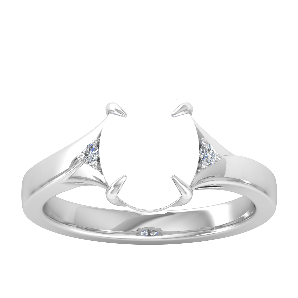 Minimal Three Stone Diamond Ring (Oval)