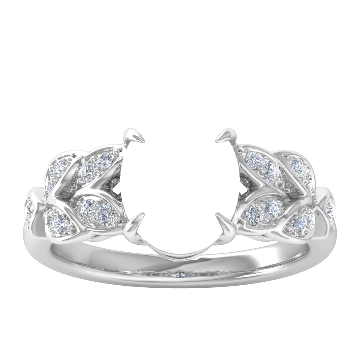 Dual Leaf Vine Diamond Ring (Oval)