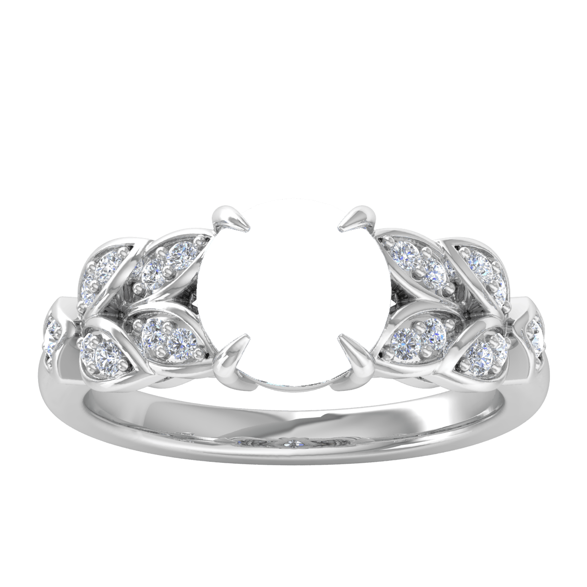 Dual Leaf Vine Diamond Ring (Round)