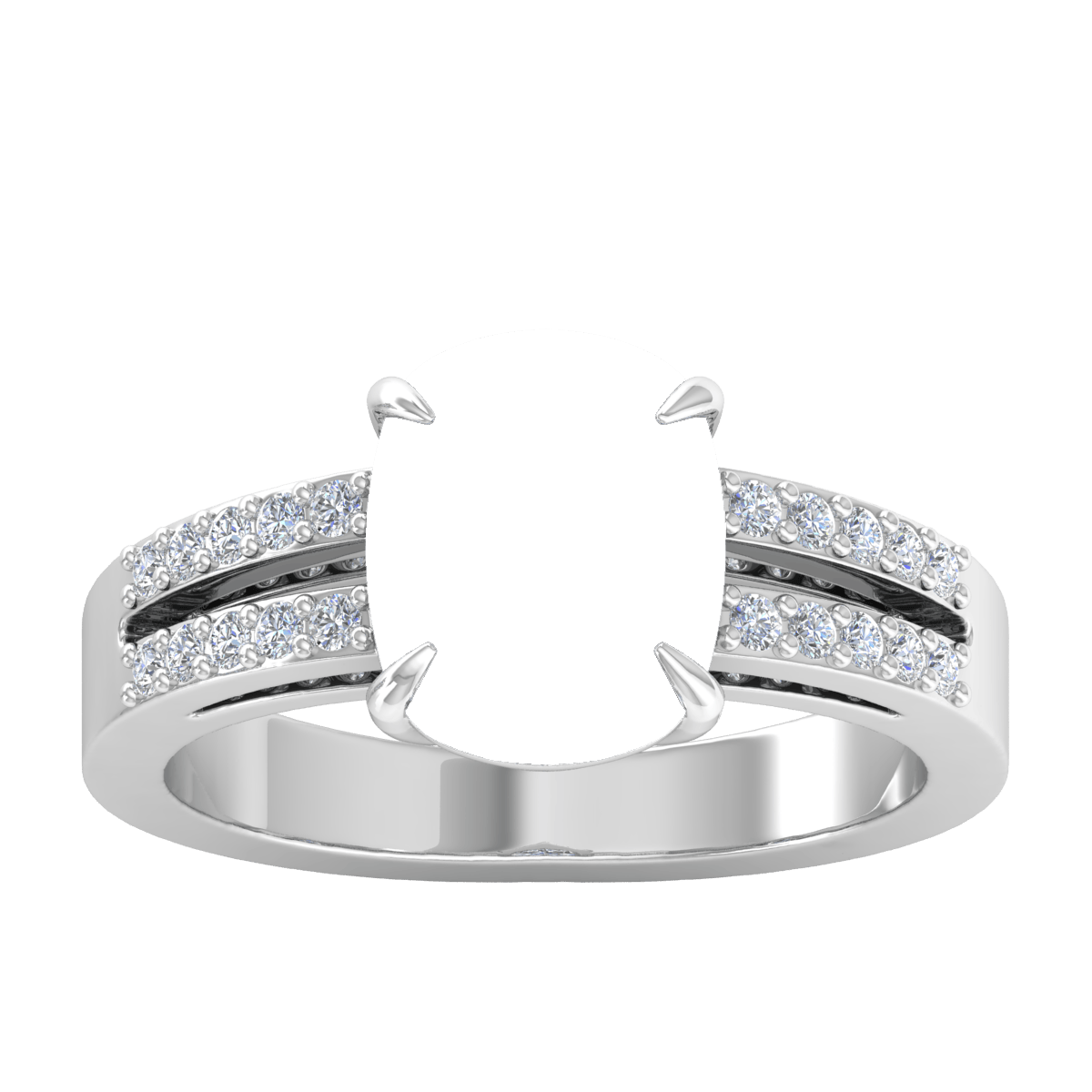 Classic Split Shank Diamond Ring (Cushion_L)
