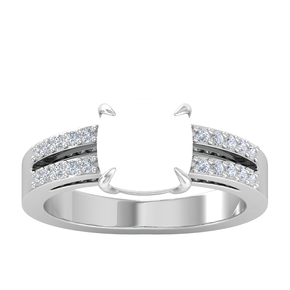 Classic Split Shank Diamond Ring (Cushion)