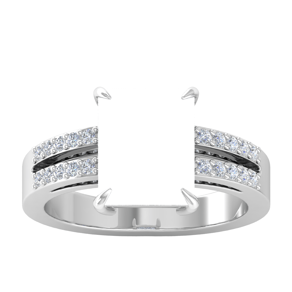 Classic Split Shank Diamond Ring (Rectangular)