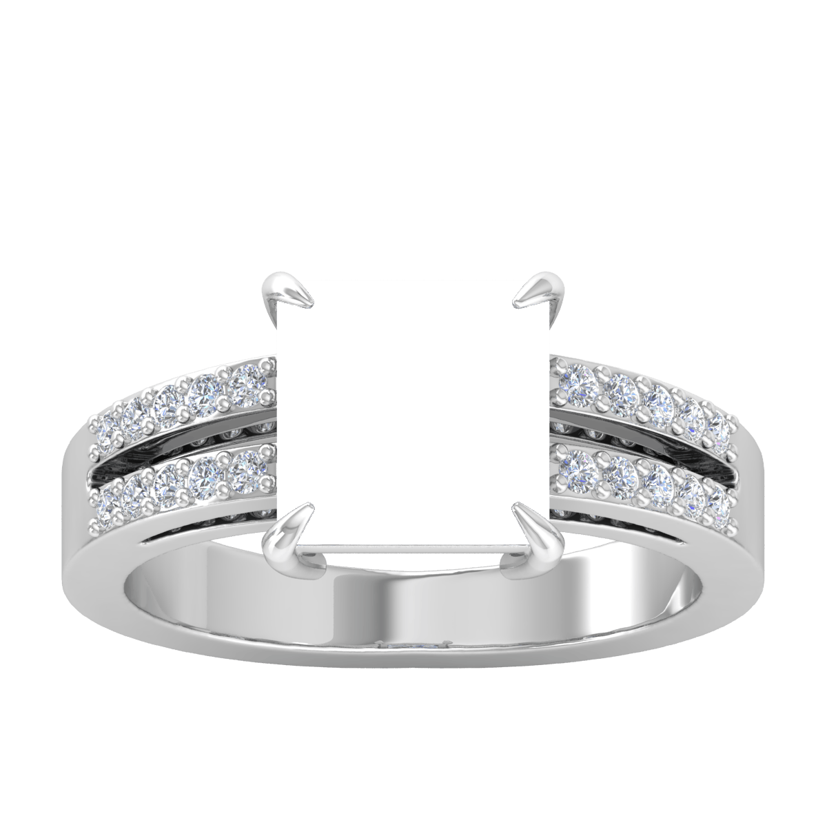 Classic Split Shank Diamond Ring (Square)