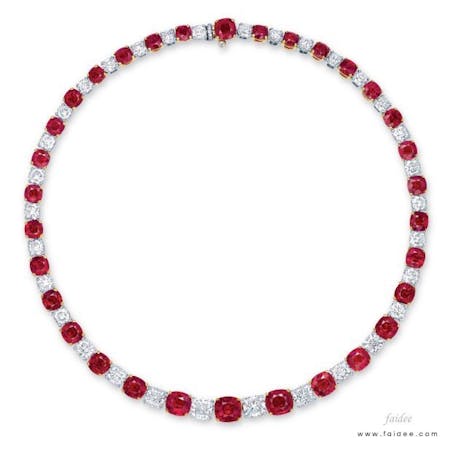 gemstone trending at BaselWorld 2019 - faidee ruby burmese necklace
