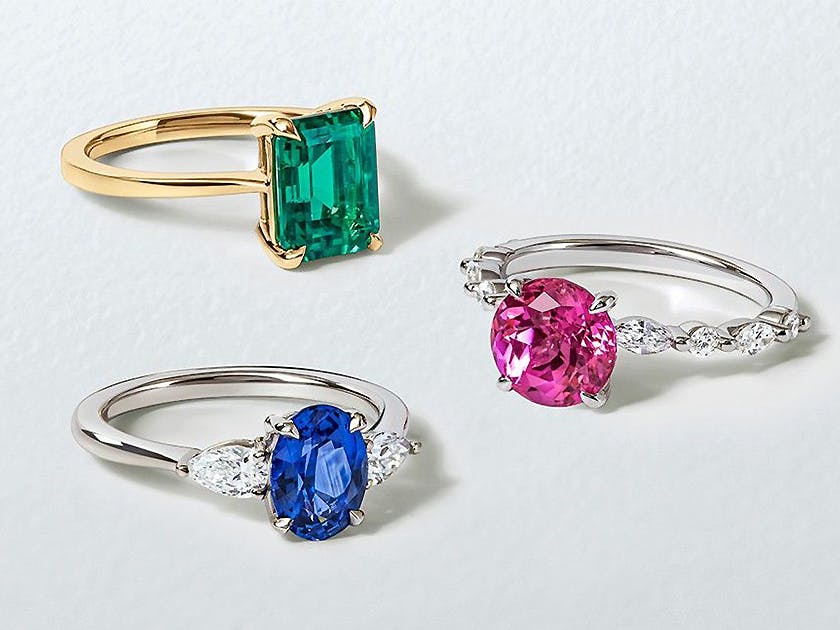 Top Non-Diamond Engagement Stones For Stunning Rings - Image 3 non diamond engagement stones - ruby emerald and sapphire engagement ring